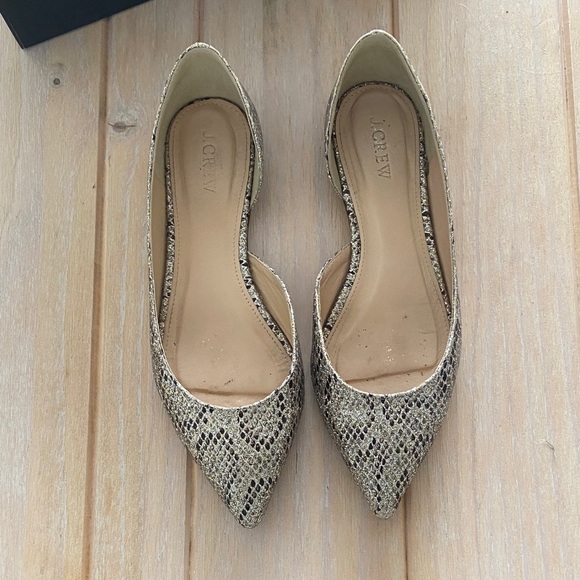 J. Crew Women's Metallic Snakeskin Pattern Flats - Picture 2 of 11
